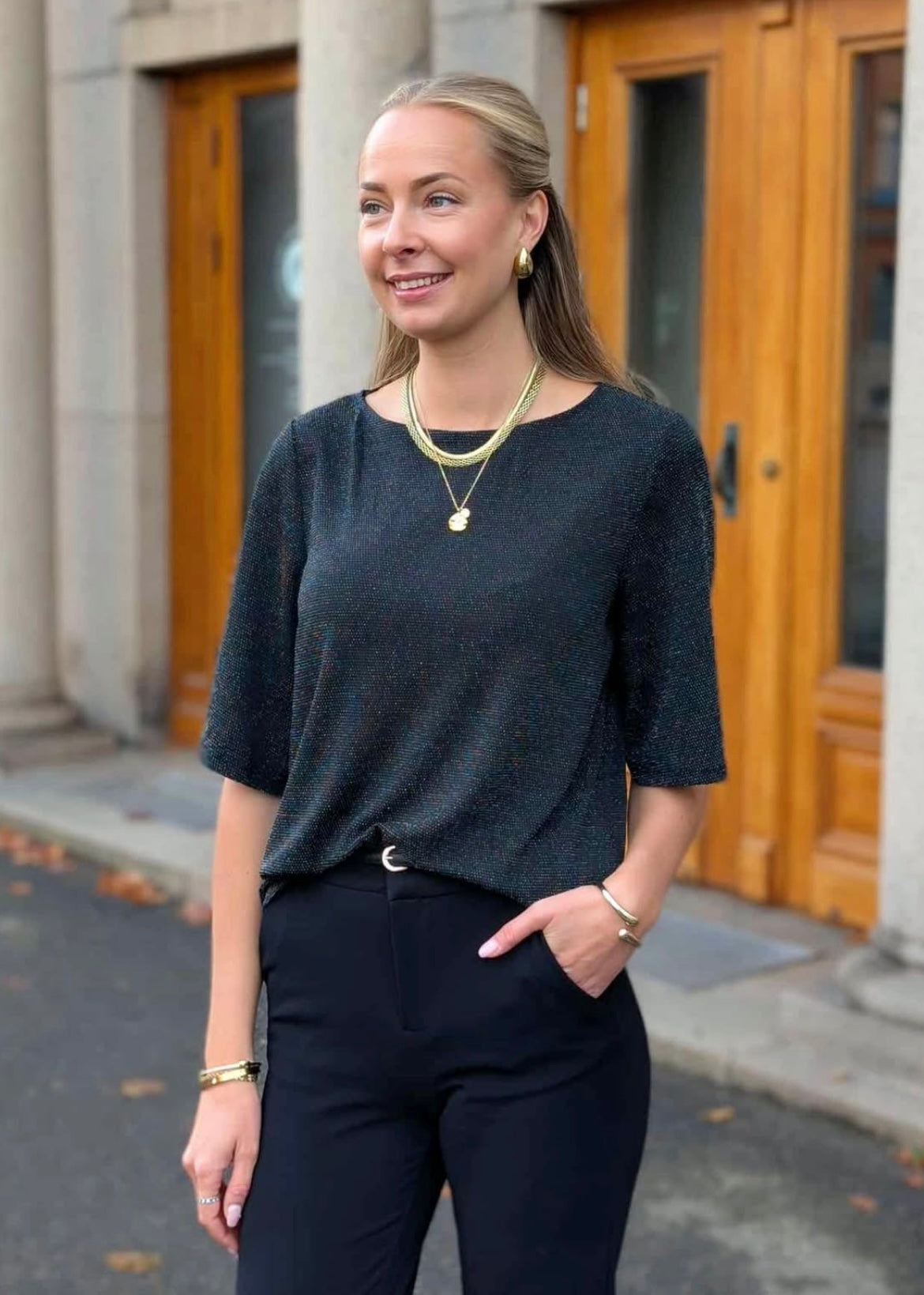 VEROMODA - KANVA 2/4 TOP - BLACK/SILVER LUR