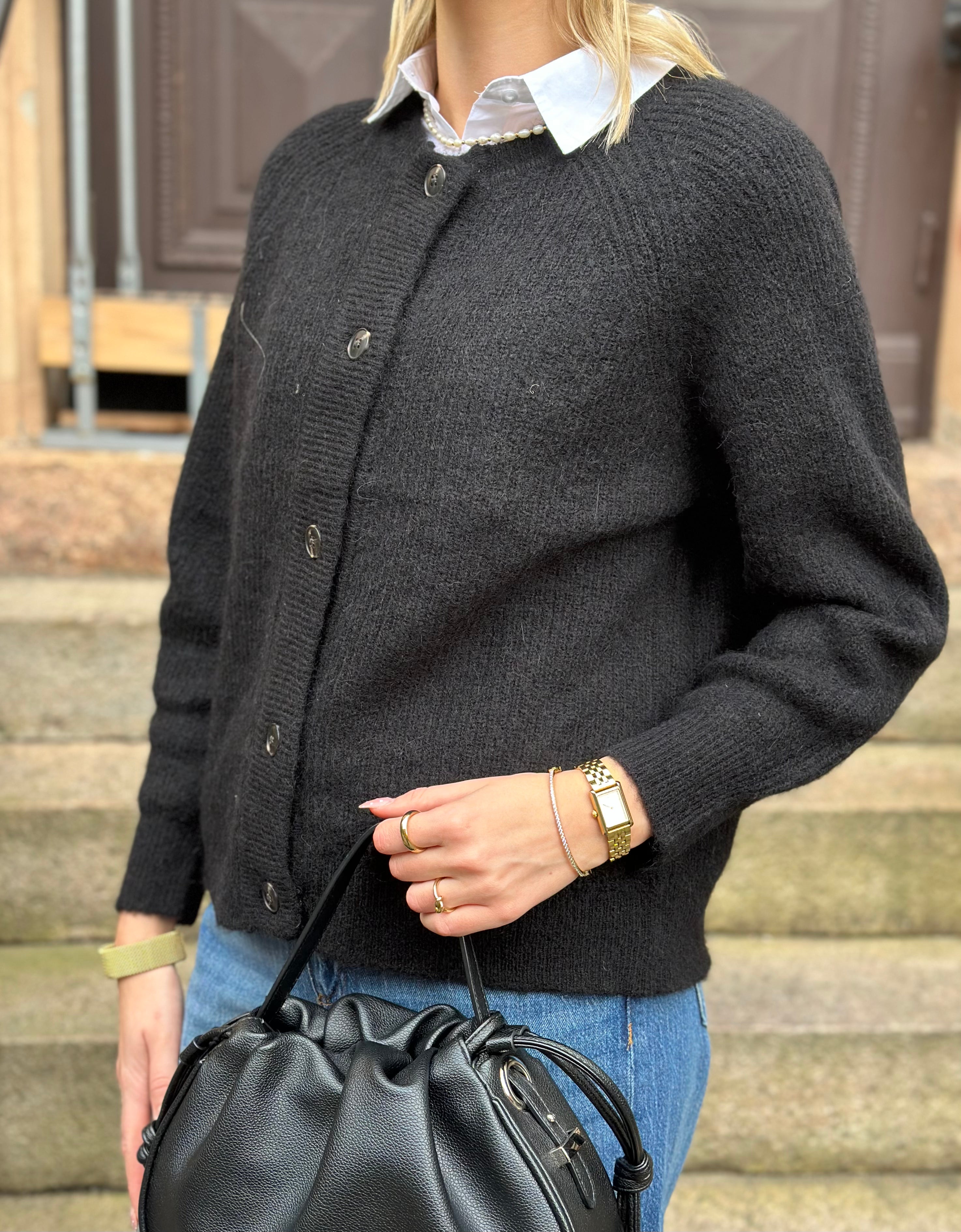 SELECTED FEMME - LULU SHORT CARDIGAN - BLACK