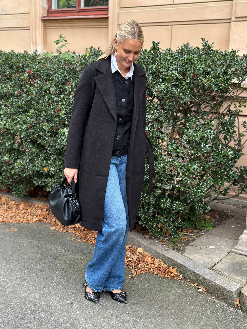 VEROMODA - FORTUNEAYA LONG COAT - BLACK/SOLID