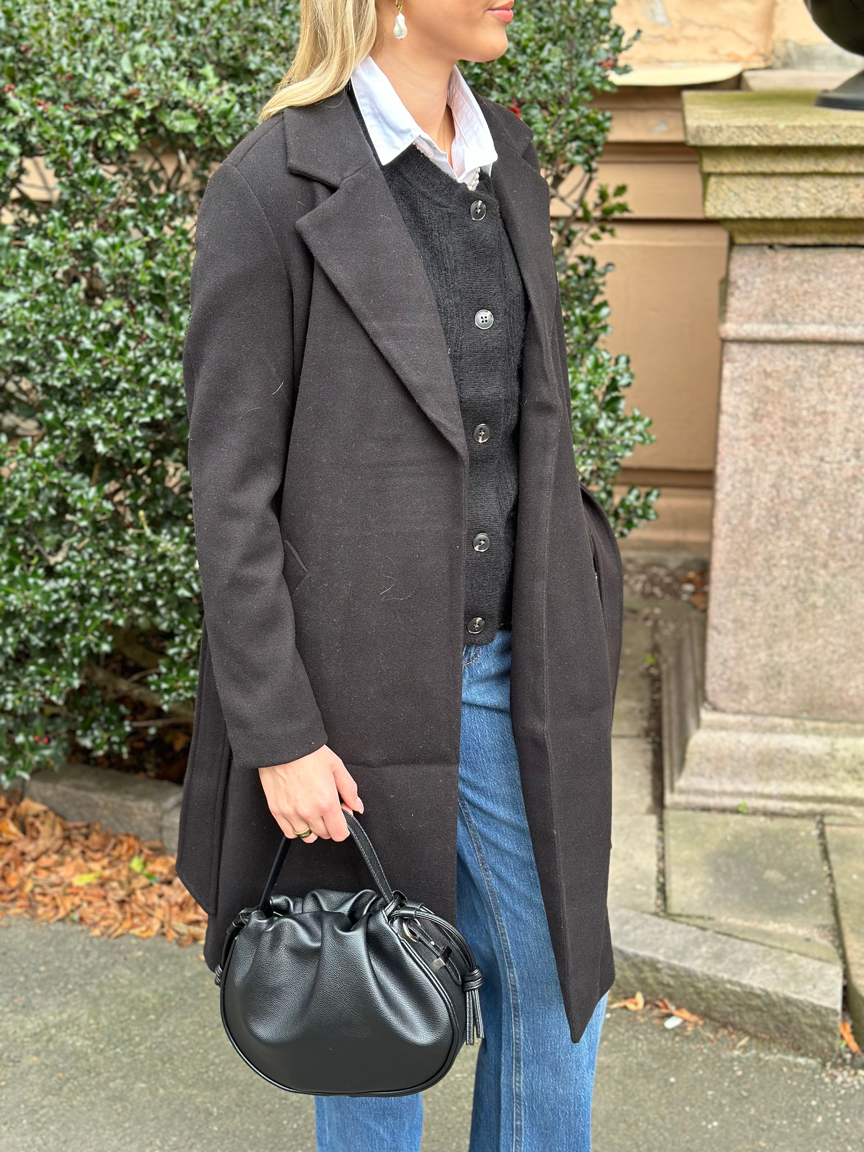 VEROMODA - FORTUNEAYA LONG COAT - BLACK/SOLID