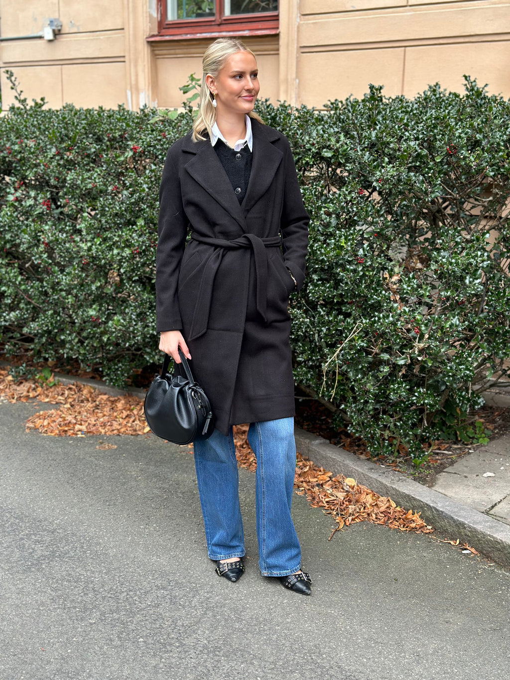 VEROMODA - FORTUNEAYA LONG COAT - BLACK/SOLID