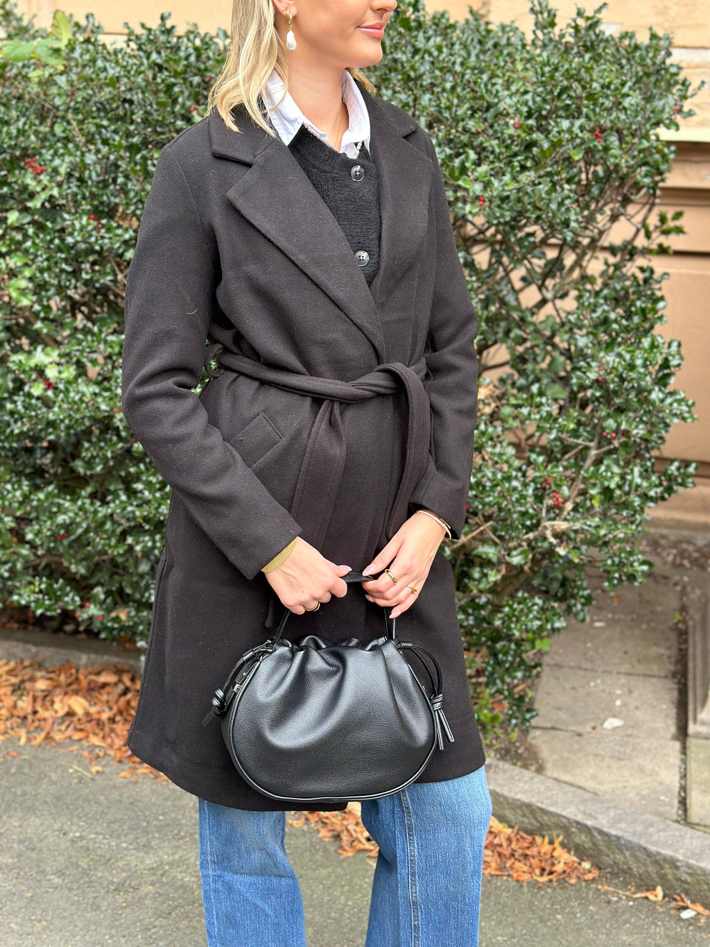 VEROMODA - FORTUNEAYA LONG COAT - BLACK/SOLID