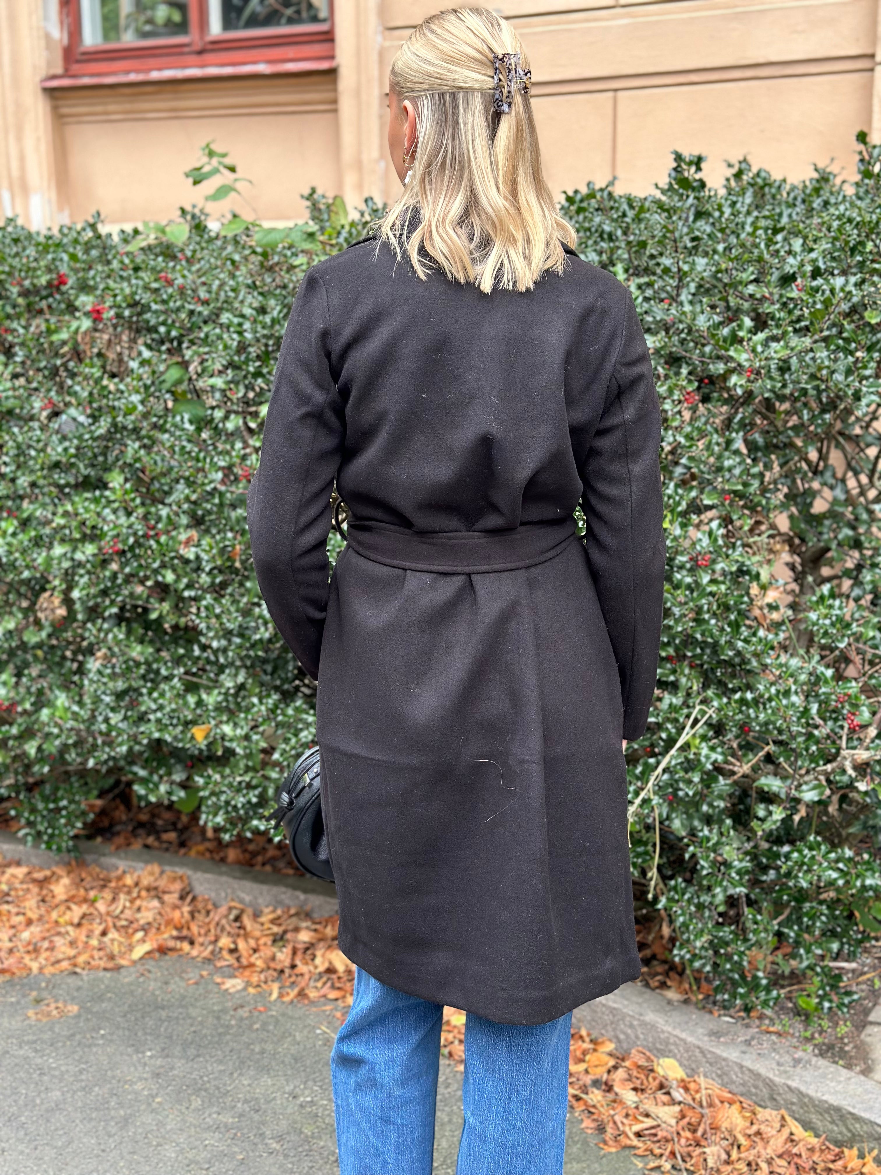 VEROMODA - FORTUNEAYA LONG COAT - BLACK/SOLID