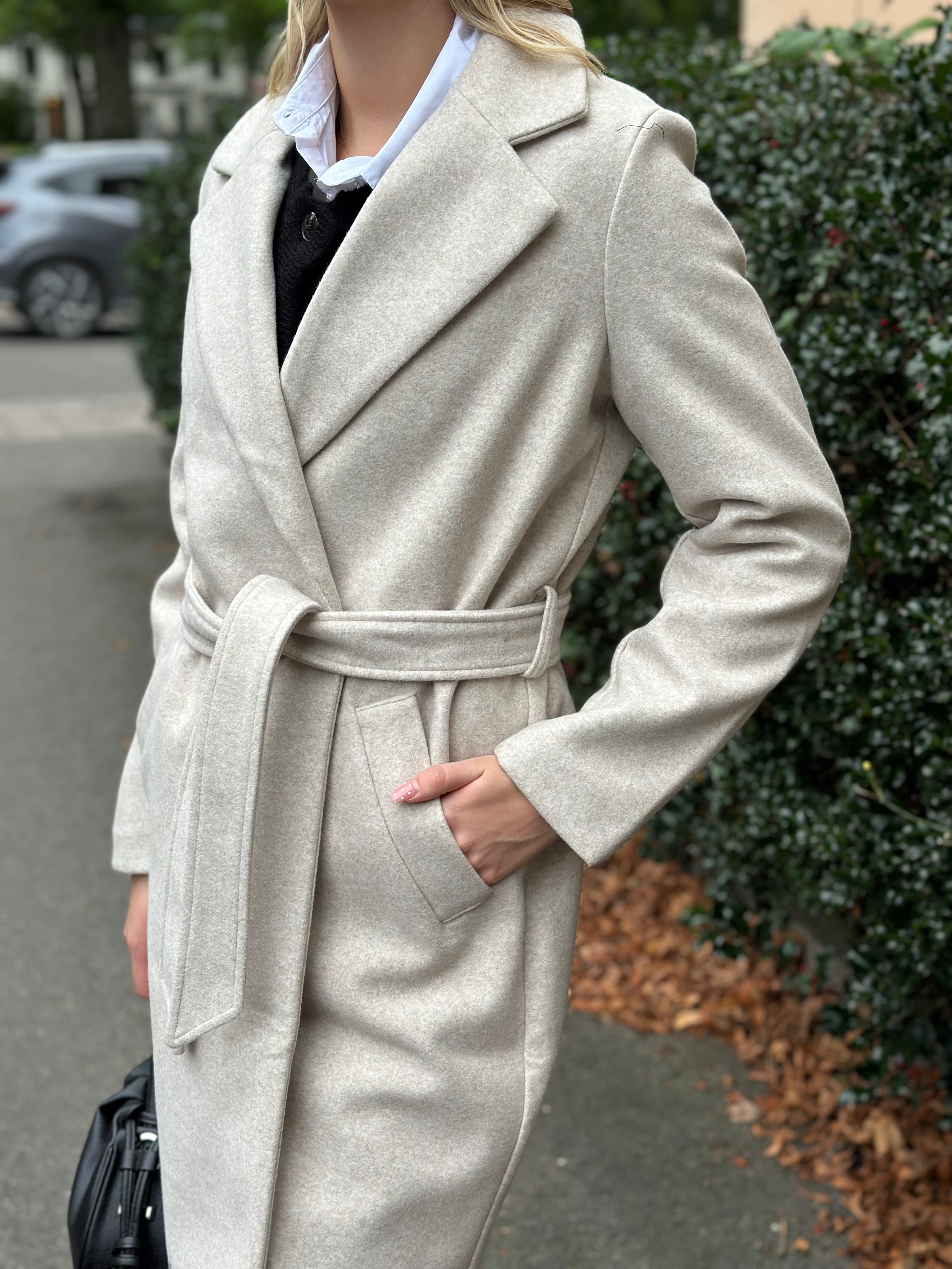 VEROMODA - FORTUNEAYA LONG COAT - OATMEAL/MELANGE