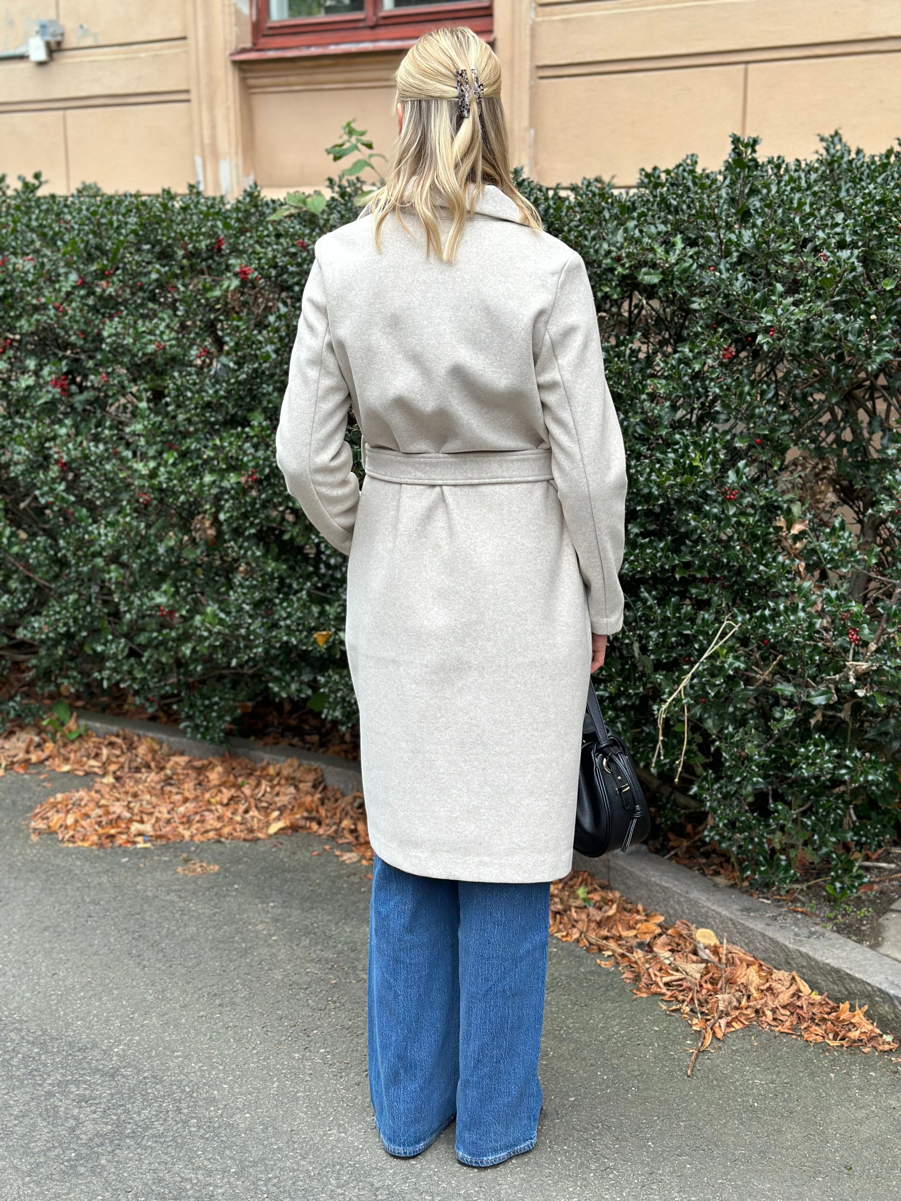 VEROMODA - FORTUNEAYA LONG COAT - OATMEAL/MELANGE