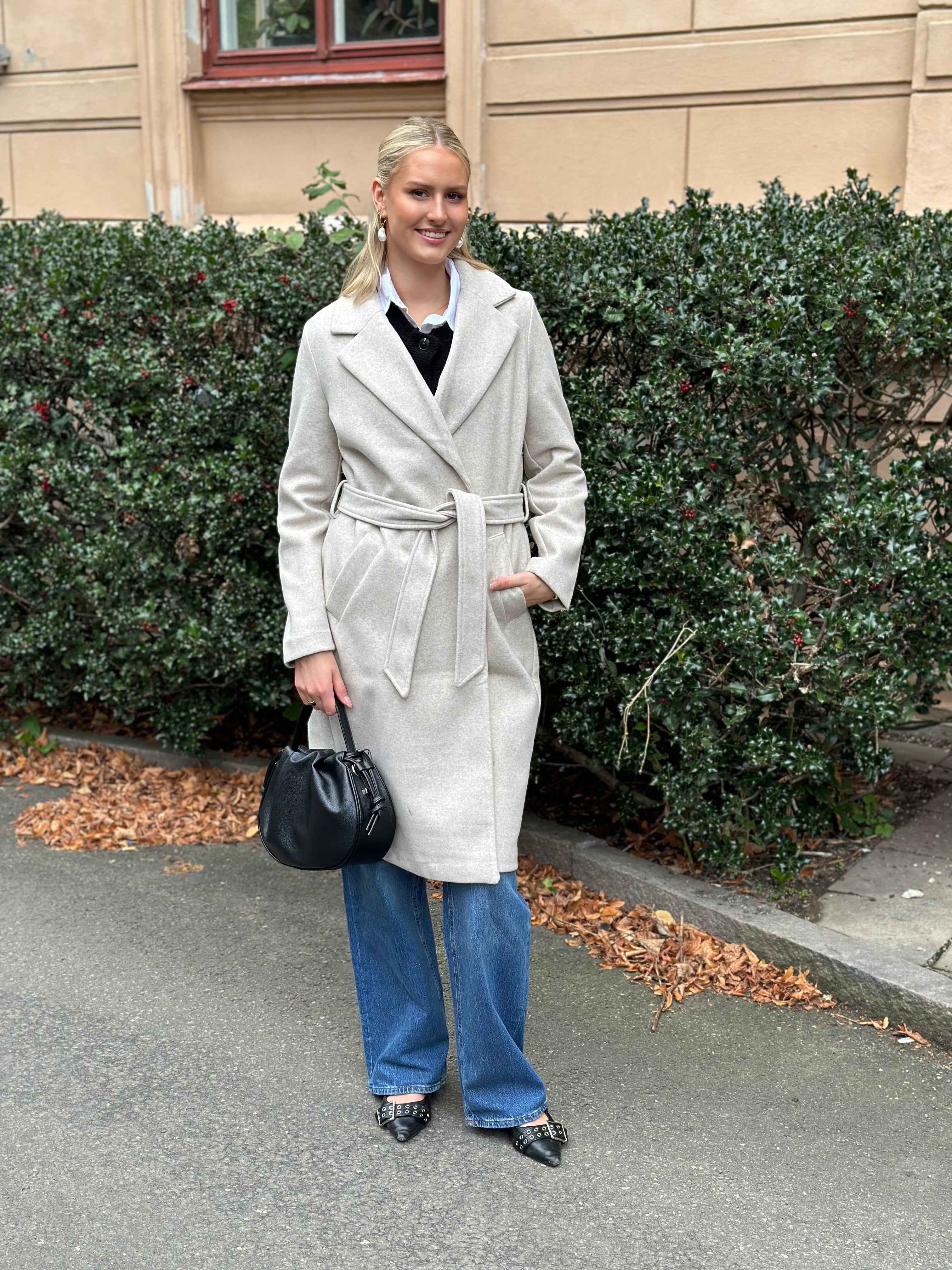 VEROMODA - FORTUNEAYA LONG COAT - OATMEAL/MELANGE