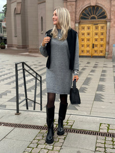 JDY - RUE LIFE L/S HIGH NECK DRESS - MEDIUM GREY MELANGE