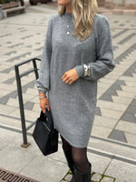 Ladda upp bild till gallerivisning, JDY - RUE LIFE L/S HIGH NECK DRESS - MEDIUM GREY MELANGE
