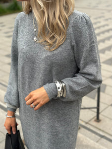 JDY - RUE LIFE L/S HIGH NECK DRESS - MEDIUM GREY MELANGE