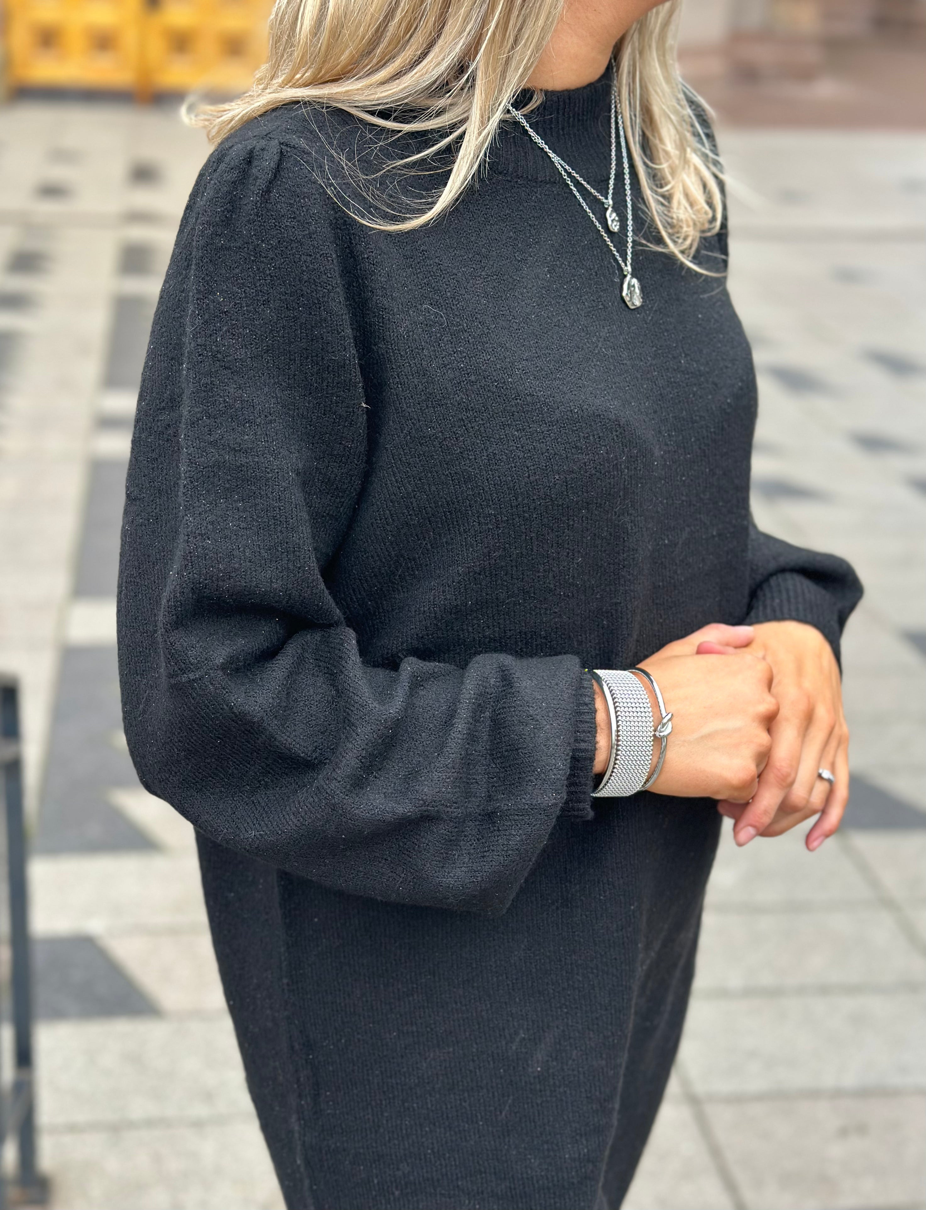 JDY - RUE LIFE L/S HIGH NECK DRESS - BLACK