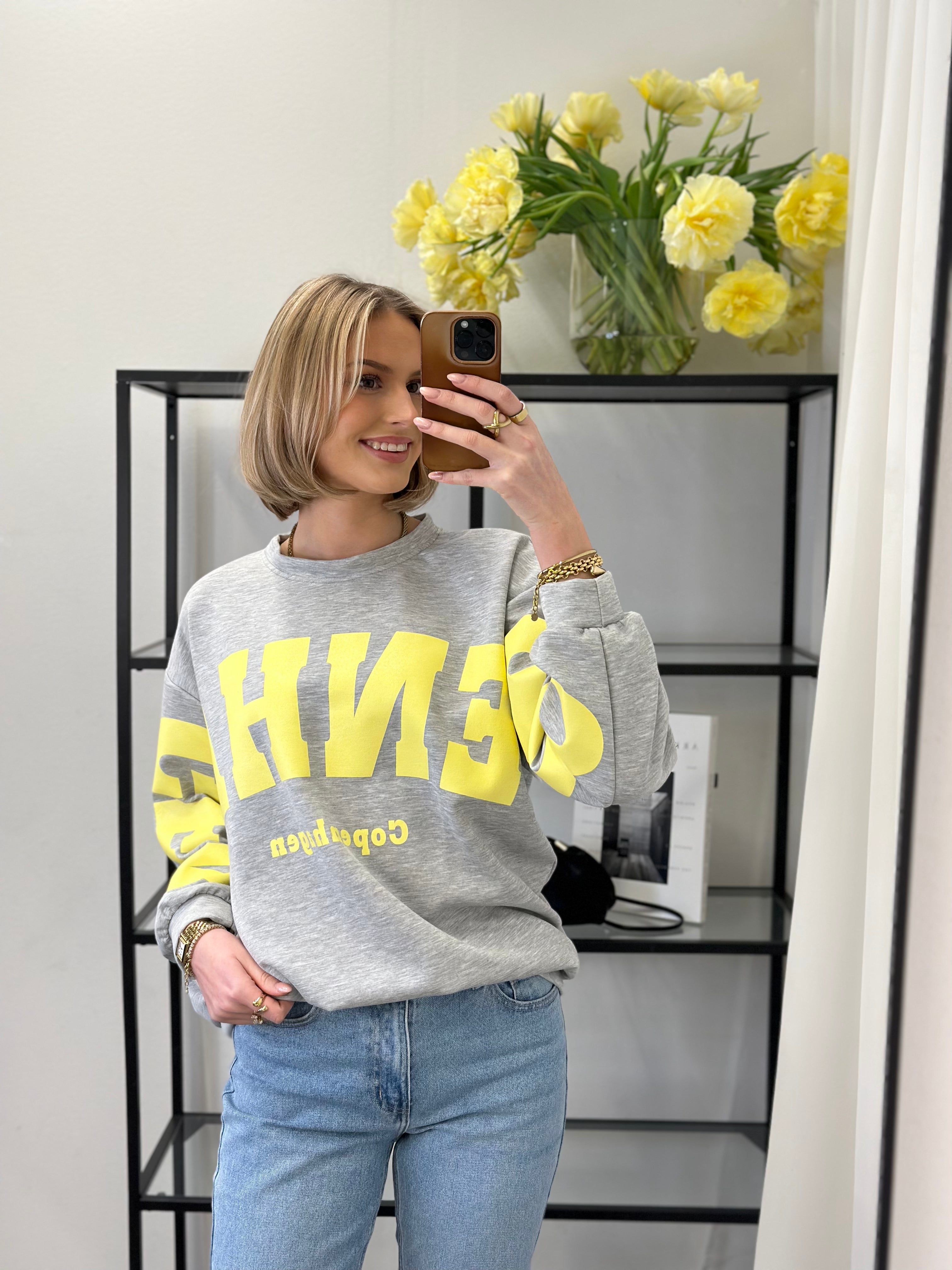 MARTA - HIBISCUS SWEATSHIRT 22659 - GREY/YELLOW