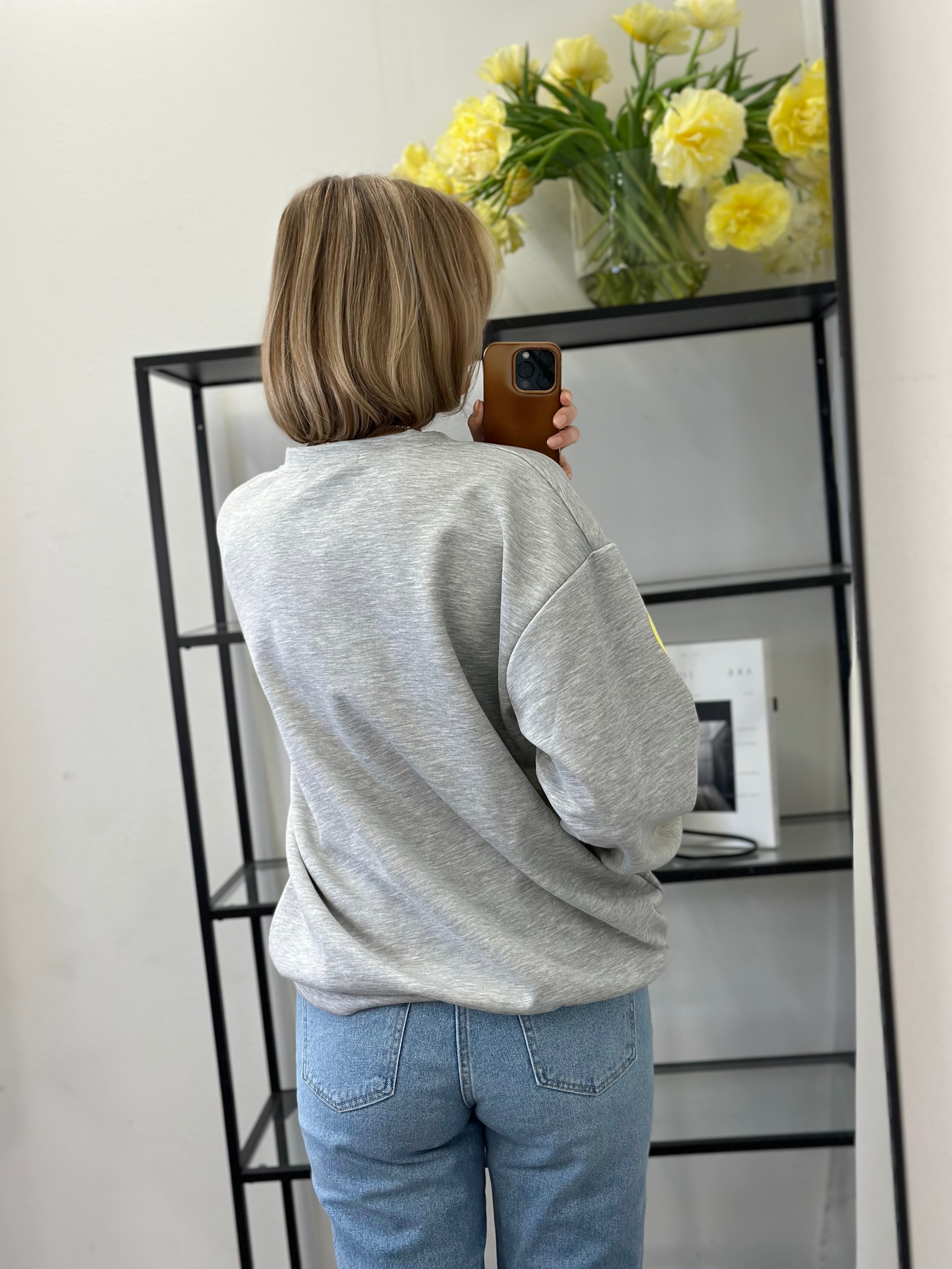 MARTA - HIBISCUS SWEATSHIRT 22659 - GREY/YELLOW