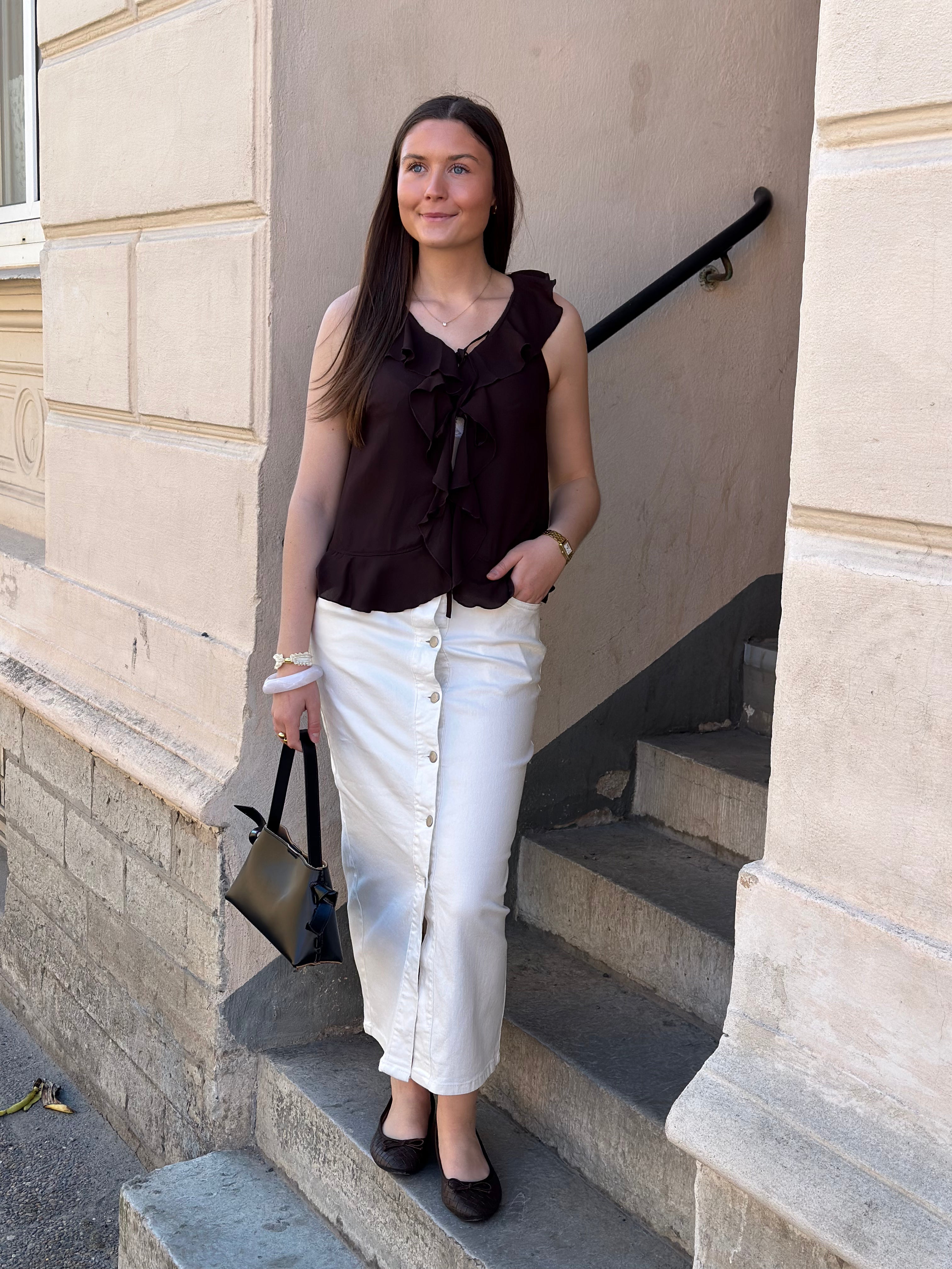 VEROMODA - WILD ALVIDA BUTTON 7/8 SKIRT - SNOW WHITE