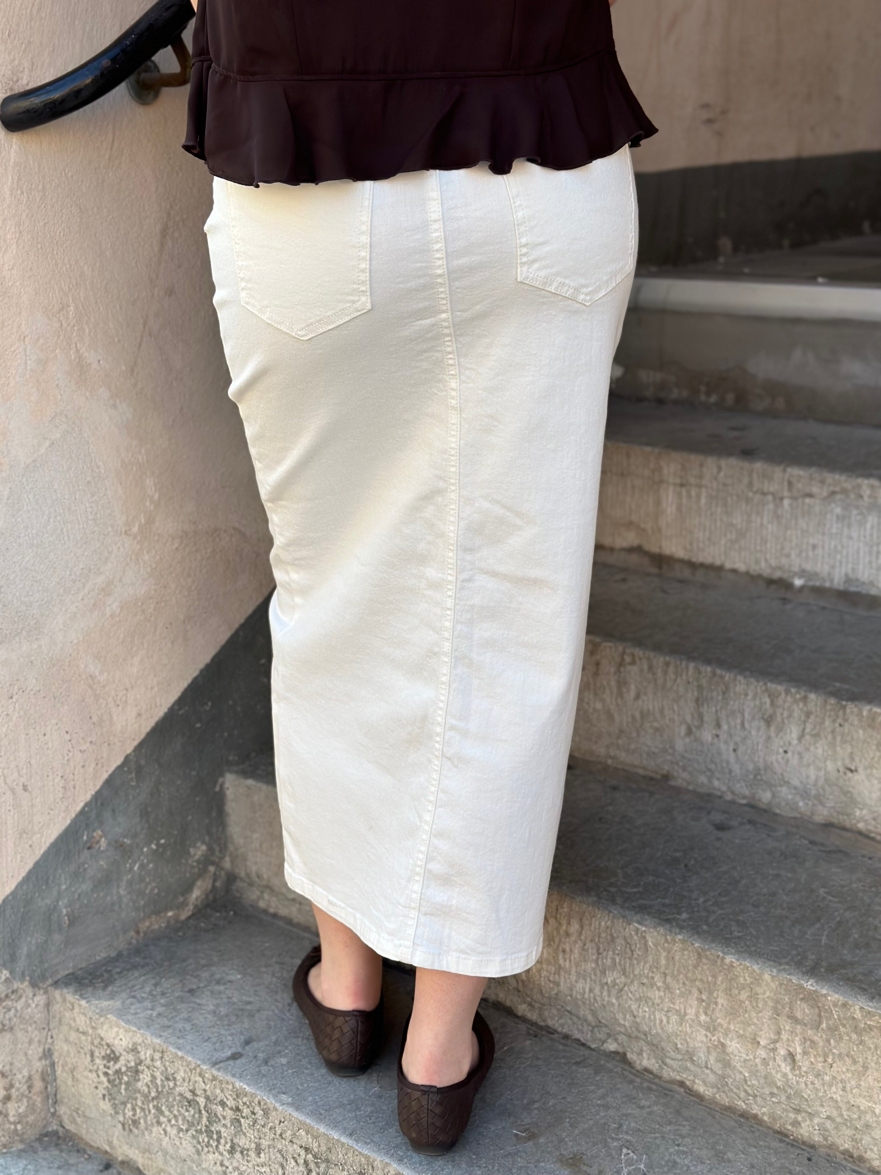 VEROMODA - WILD ALVIDA BUTTON 7/8 SKIRT - SNOW WHITE