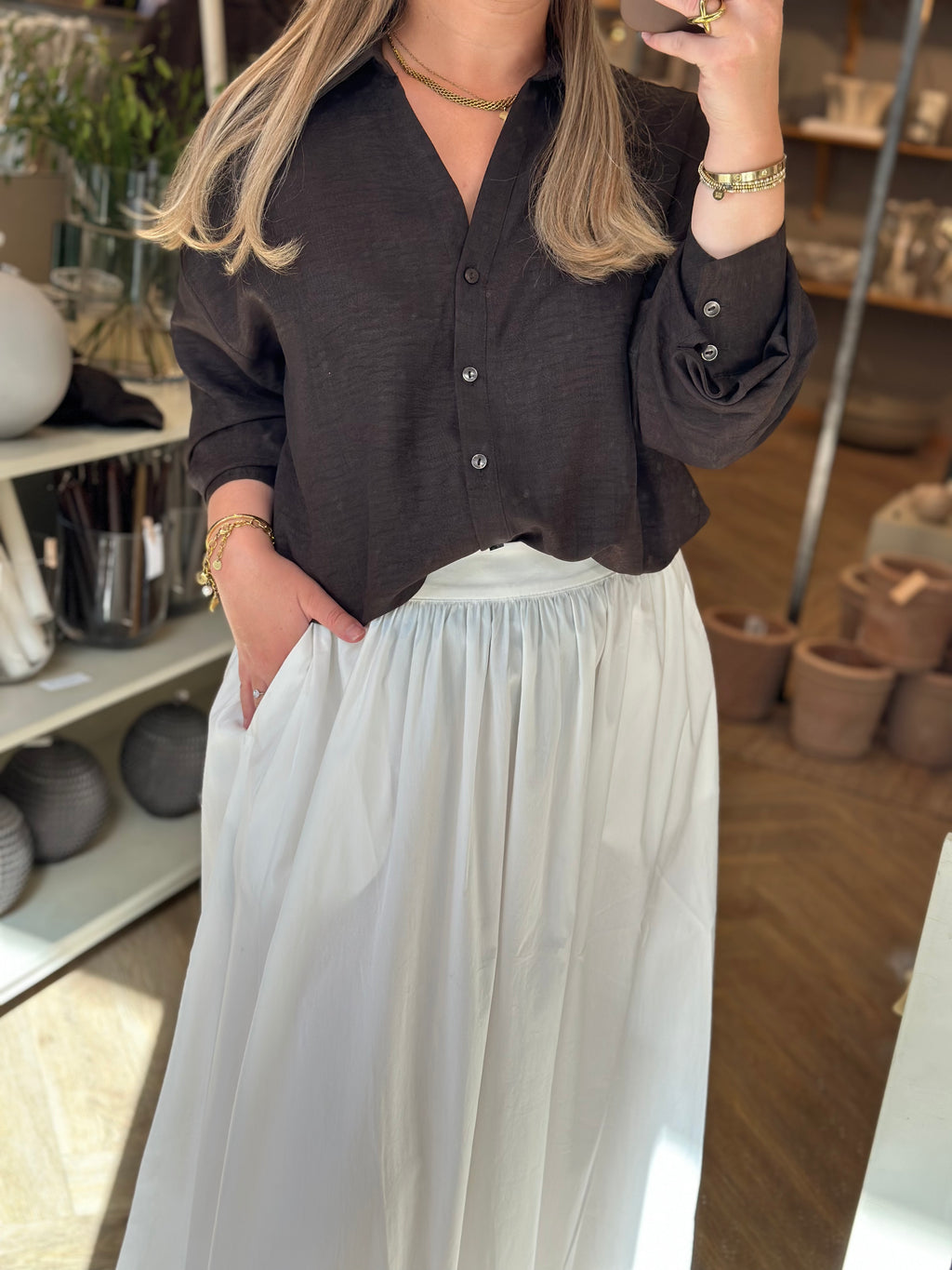 VEROMODA - MELANEY QUEENY LS SHIRT - CHOCOLATE TORTE