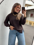 PIECES - MALOU LS ROLLNECK KNIT - HOT FUDGE/MELANGE