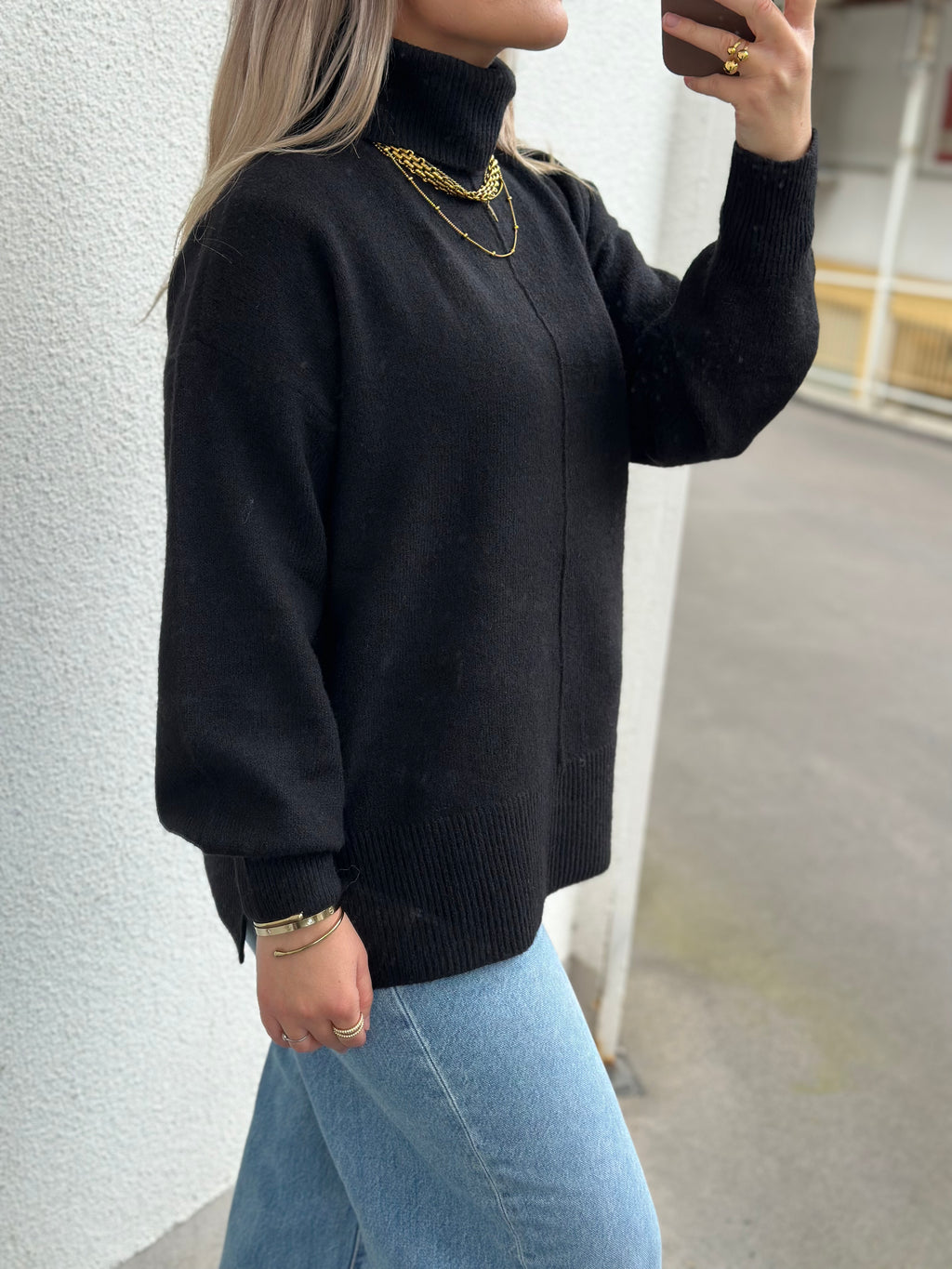 PIECES - MALOU LS ROLLNECK KNIT - BLACK