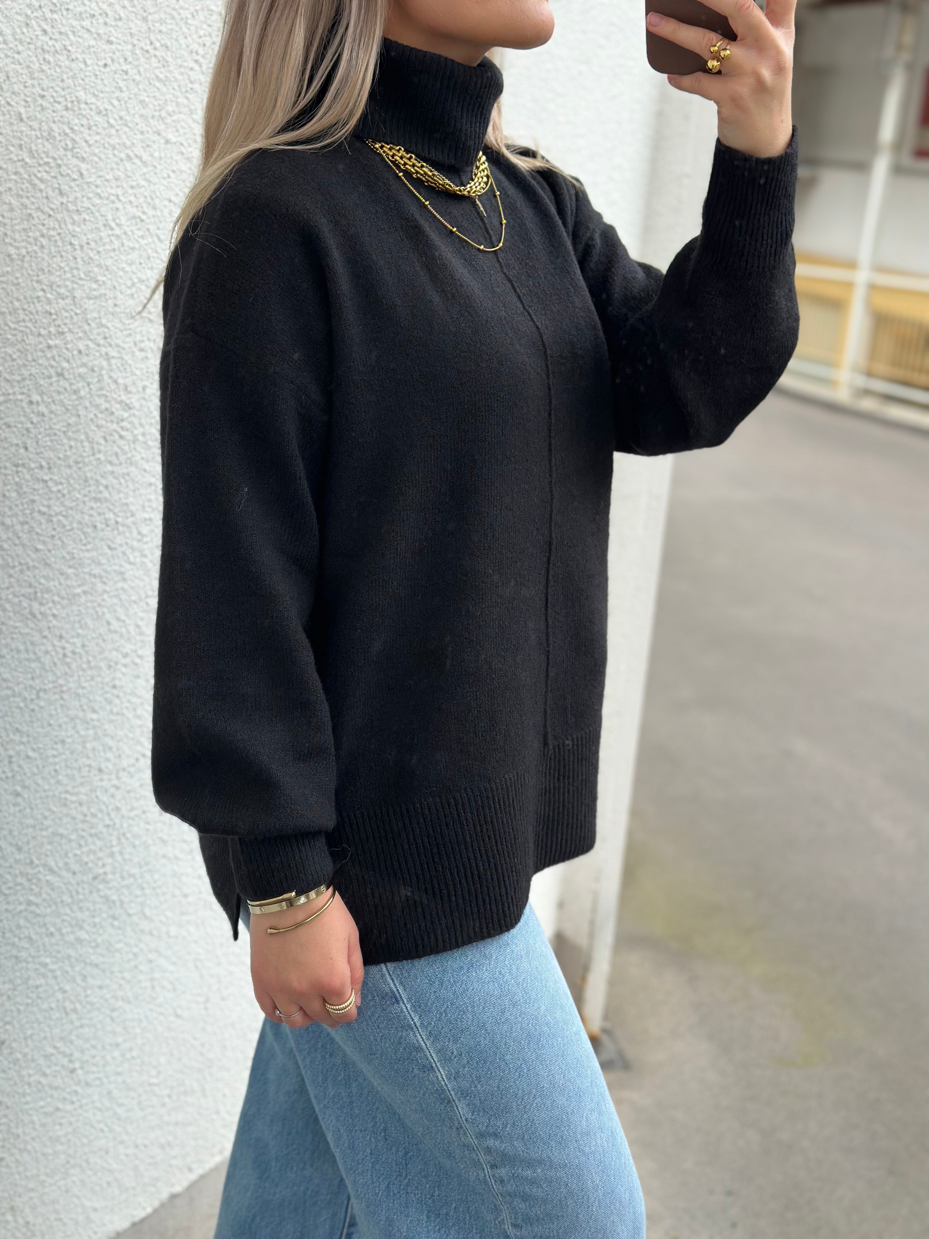 PIECES - MALOU LS ROLLNECK KNIT - BLACK
