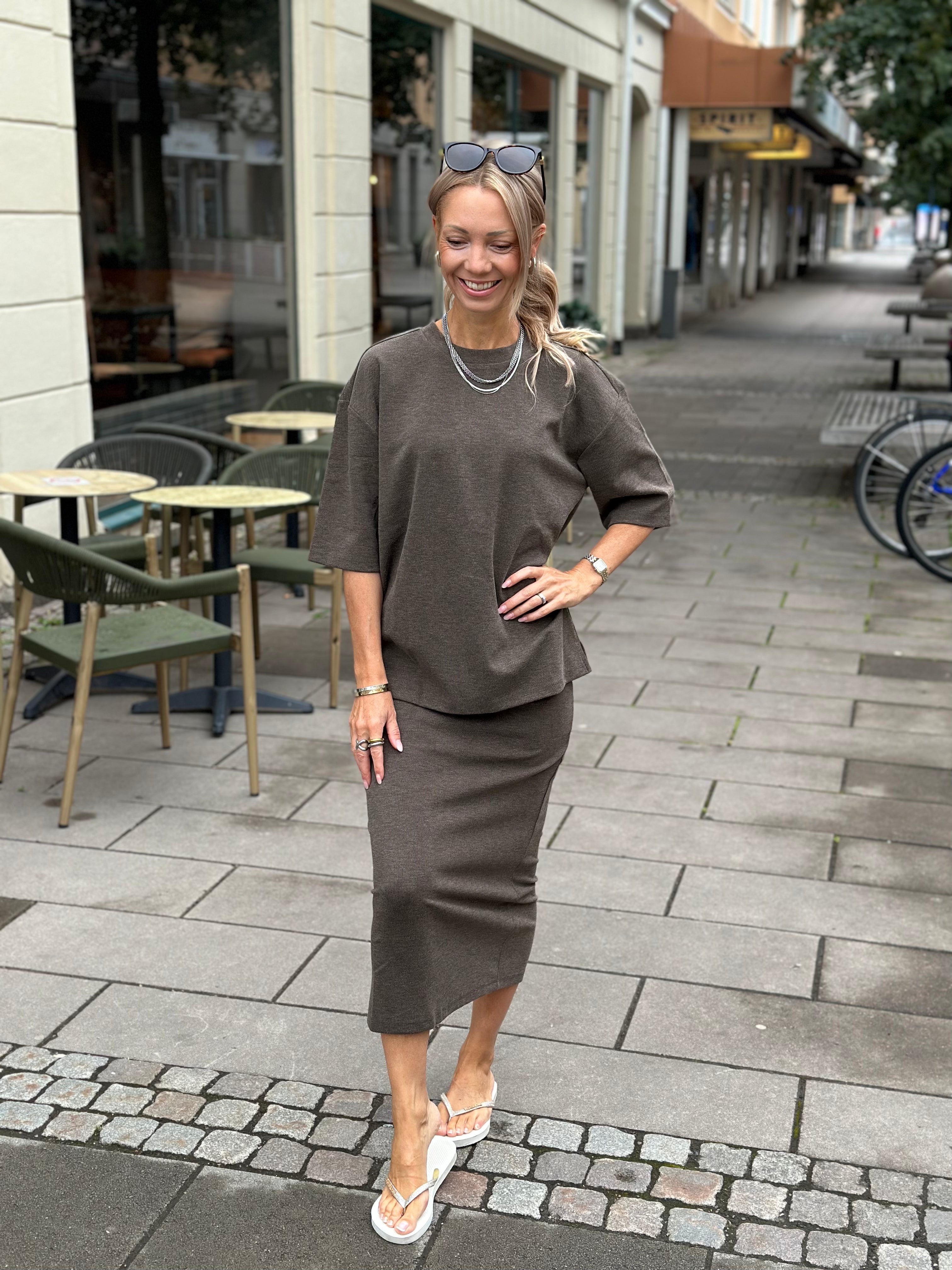 JDY - VITA LIFE LONG SKIRT - COFFEE BEAN/MELANGE