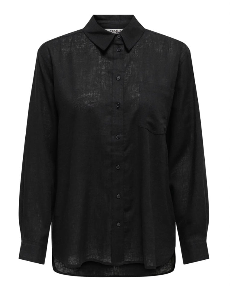 ONLY - TOKYO L/S LINEN BLEND SHIRT - BLACK