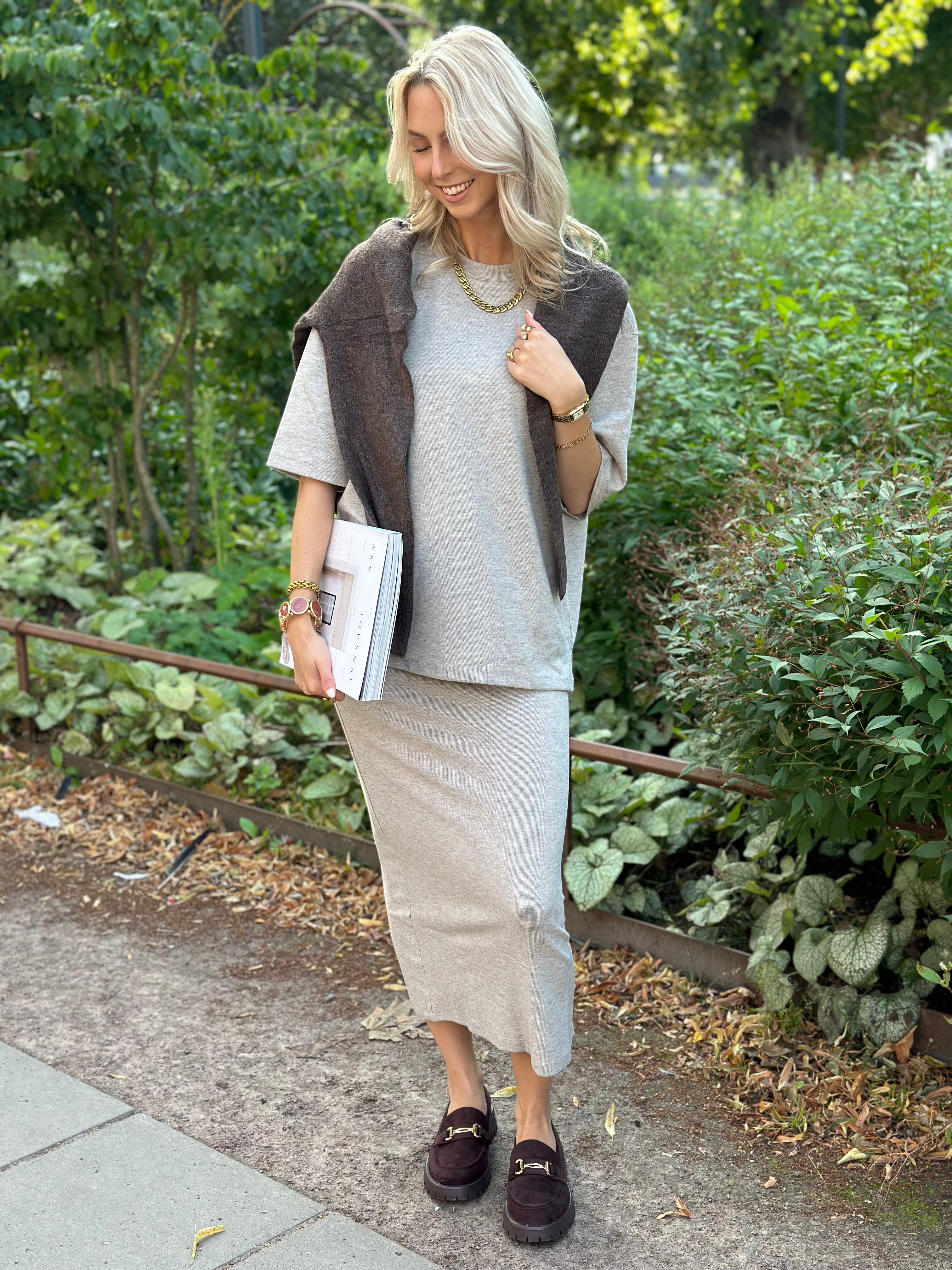 JDY - VITA LIFE LONG SKIRT - CHATEAU GRAY/MELANGE