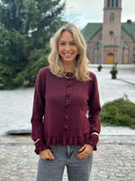 Ladda upp bild till gallerivisning, JDY - LETTY L/S ON FRILL CARDIGAN - MAROON BANNER/MELANGE
