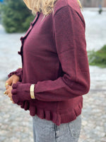 Ladda upp bild till gallerivisning, JDY - LETTY L/S ON FRILL CARDIGAN - MAROON BANNER/MELANGE
