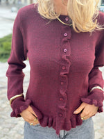 Ladda upp bild till gallerivisning, JDY - LETTY L/S ON FRILL CARDIGAN - MAROON BANNER/MELANGE
