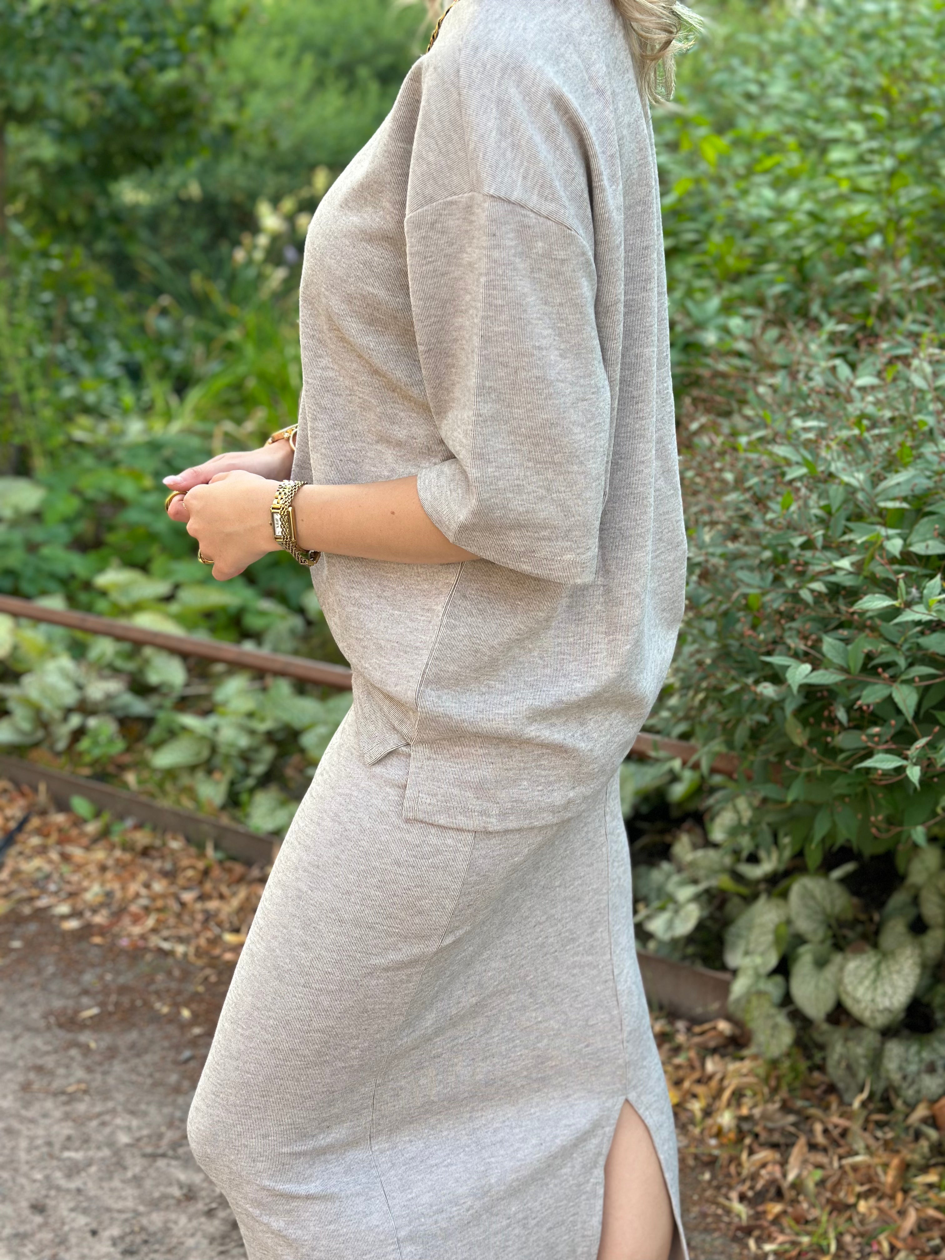 JDY - VITA LIFE S/S ONECK TOP - CHATEAU GRAY/MELANGE