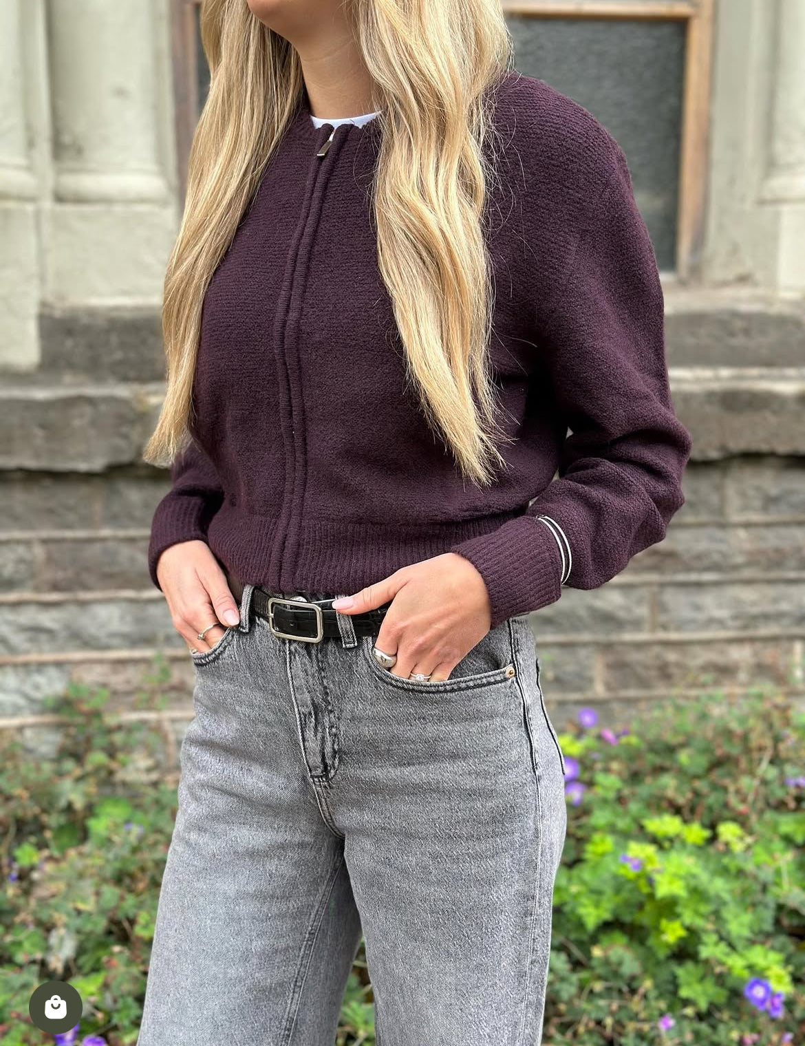 VEROMODA - HANNA LS O-NECK ZIPPER CARDIGAN - WINETAISTING