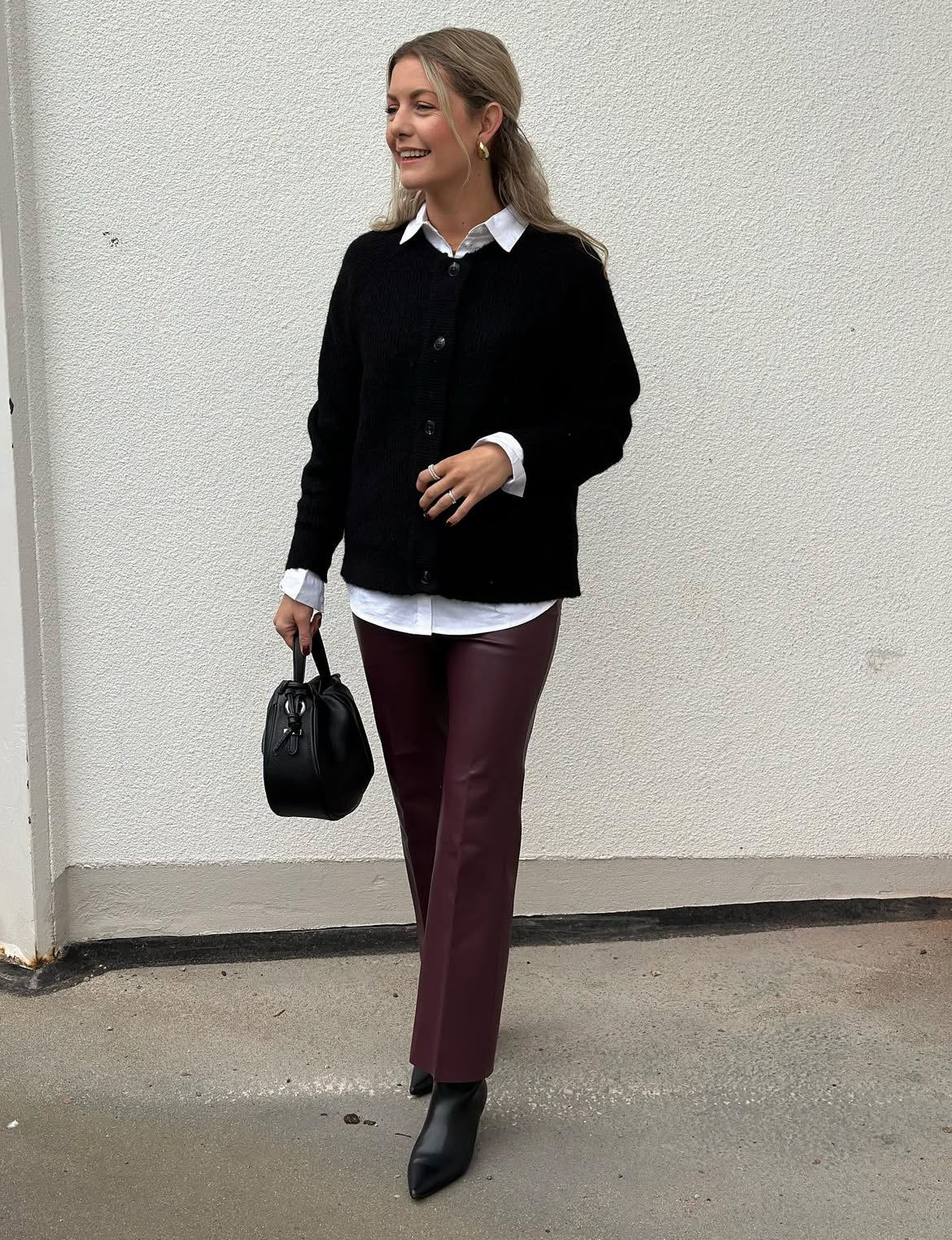 SOAKED - KAYLEE PU KICKFLARE PANTS - WINETAISTING