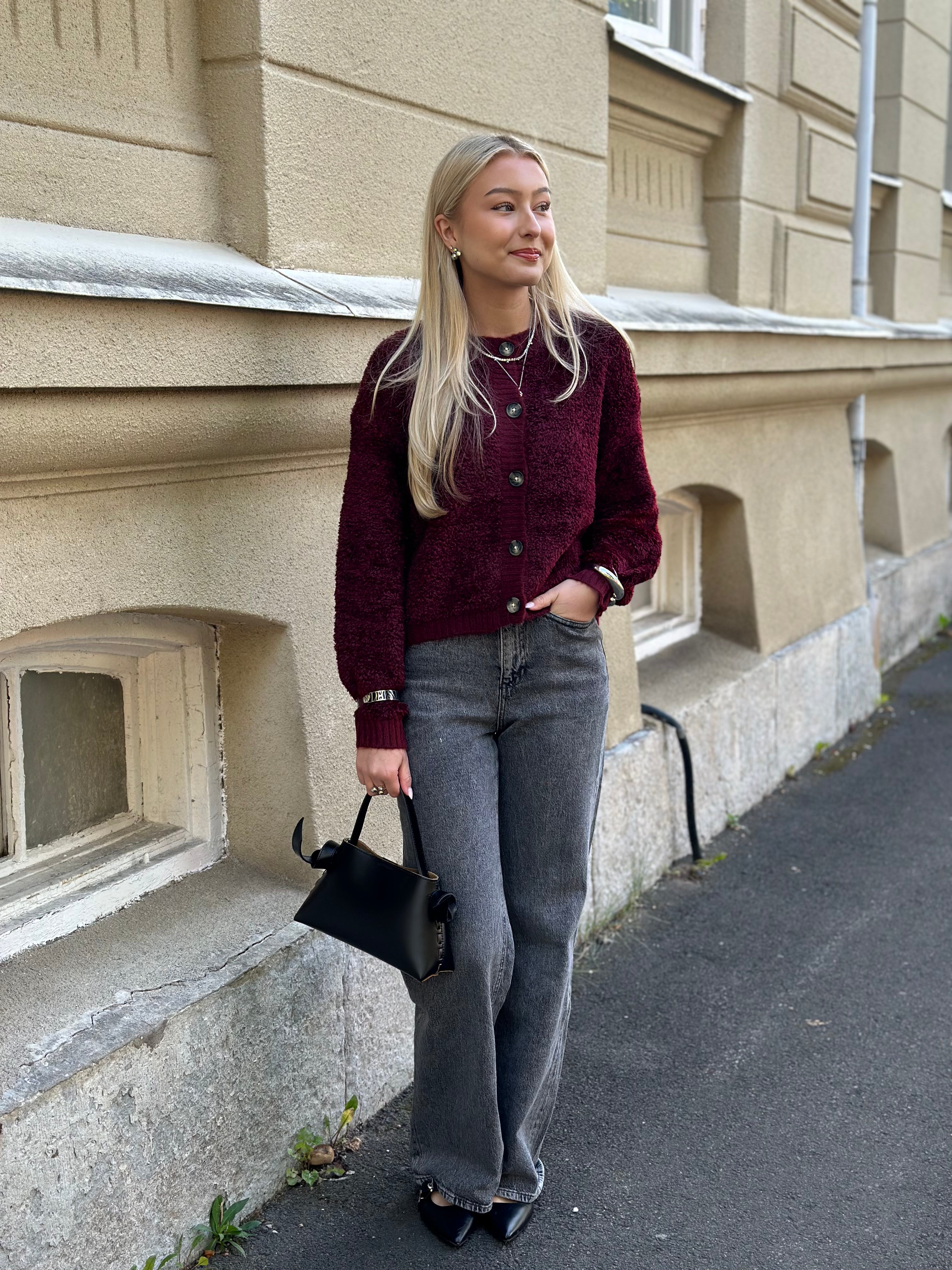 JDY - EIRA LIFE L/S O-NECK CARDIGAN - CABERNET