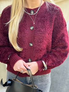 JDY - EIRA LIFE L/S O-NECK CARDIGAN - CABERNET