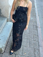 Ladda upp bild till gallerivisning, JDY - CASABLANCA S/L MESH LONG DRESS - BLACK
