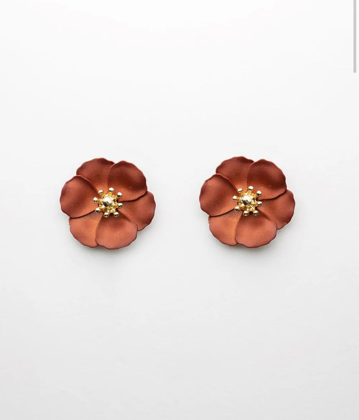 BOW 19 DETAILS - FLOWER SMALL EARRINGS - METALLIC BROWN