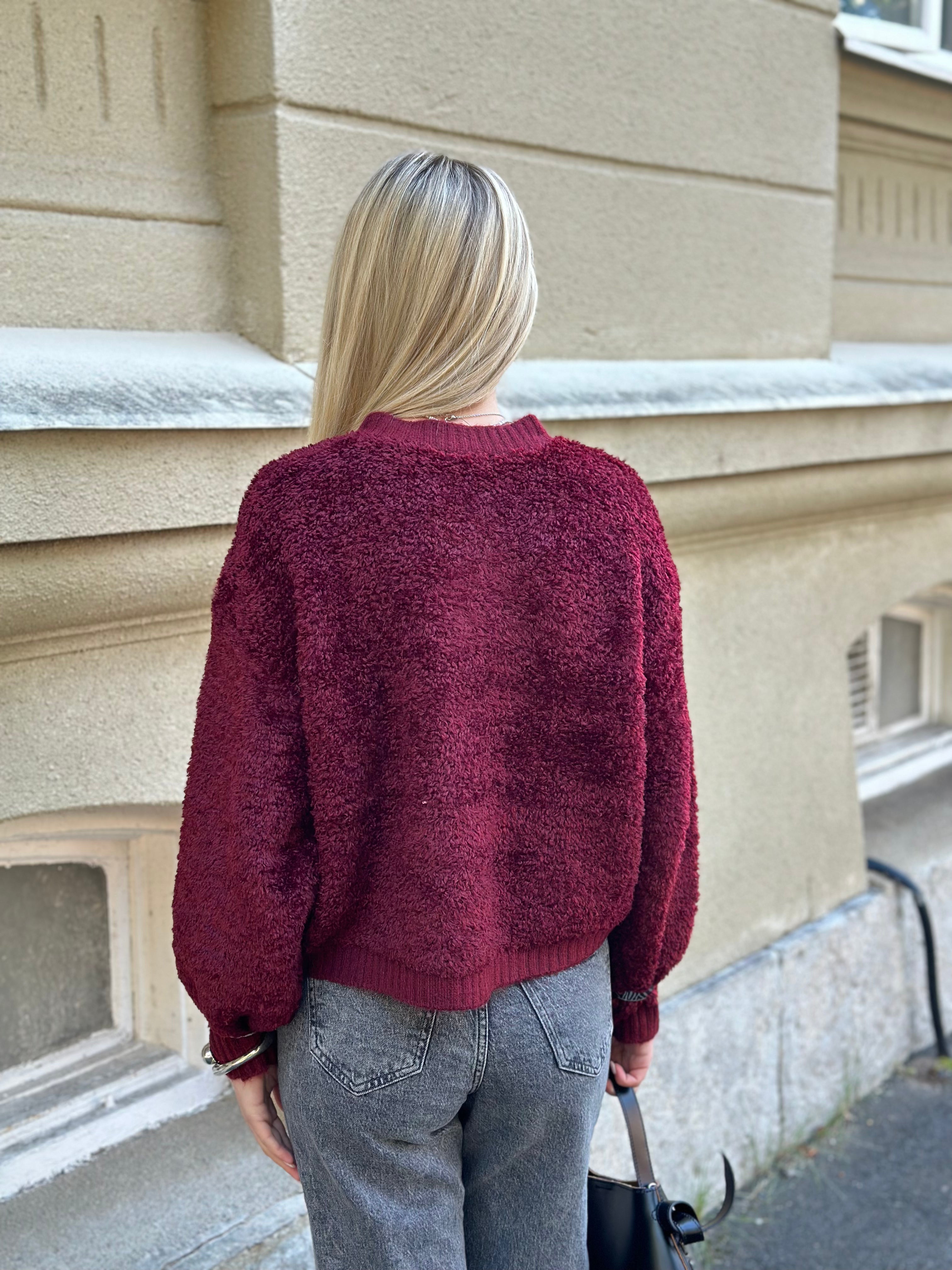 JDY - EIRA LIFE L/S O-NECK CARDIGAN - CABERNET