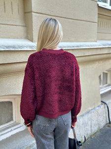 JDY - EIRA LIFE L/S O-NECK CARDIGAN - CABERNET