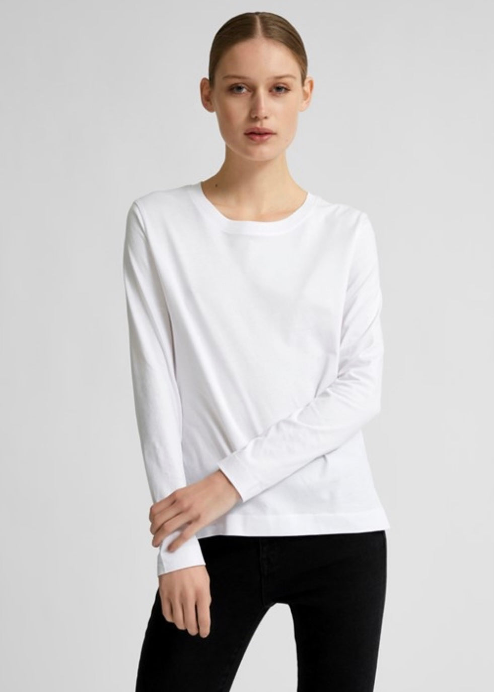 SELECTED FEMME - STANDARD LS TEE - BRIGHT WHITE