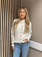 Ladda upp bild till gallerivisning, JDY - LETTY L/S ON FRILL CARDIGAN - CLOUD DANCER MELANGE
