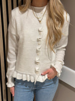 Ladda upp bild till gallerivisning, JDY - LETTY L/S ON FRILL CARDIGAN - CLOUD DANCER MELANGE
