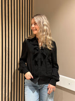 Ladda upp bild till gallerivisning, ONLY - THALIA LIFE LS V-NECK FRILL TOP - BLACK
