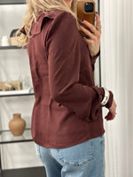 Ladda upp bild till gallerivisning, ONLY - THALIA LIFE LS V-NECK FRILL TOP - DECADENT CHOCOLATE

