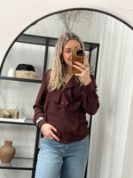 Ladda upp bild till gallerivisning, ONLY - THALIA LIFE LS V-NECK FRILL TOP - DECADENT CHOCOLATE
