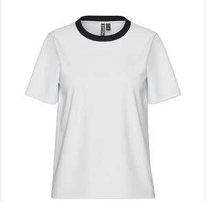 PIECES - RIA SS SOLID TEE  - BRIGHT WHITE/CONTRAST BLACK