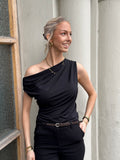 JDY - MAGA S/L DRAPED TOP - BLACK