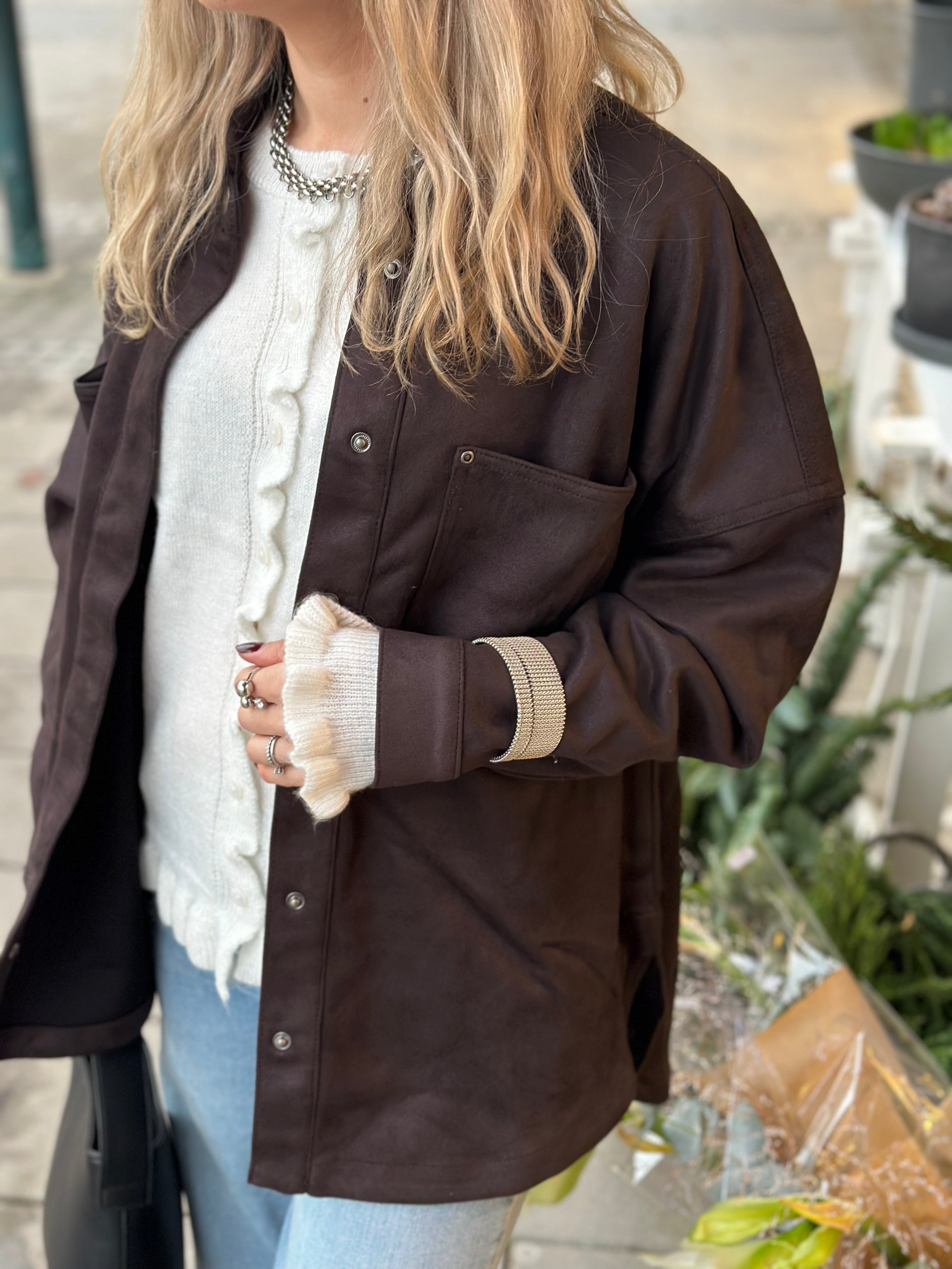 ONLY - JANINE-STINA LIFE FAUX SU SHAXKET - CHOCOLATE TORTE