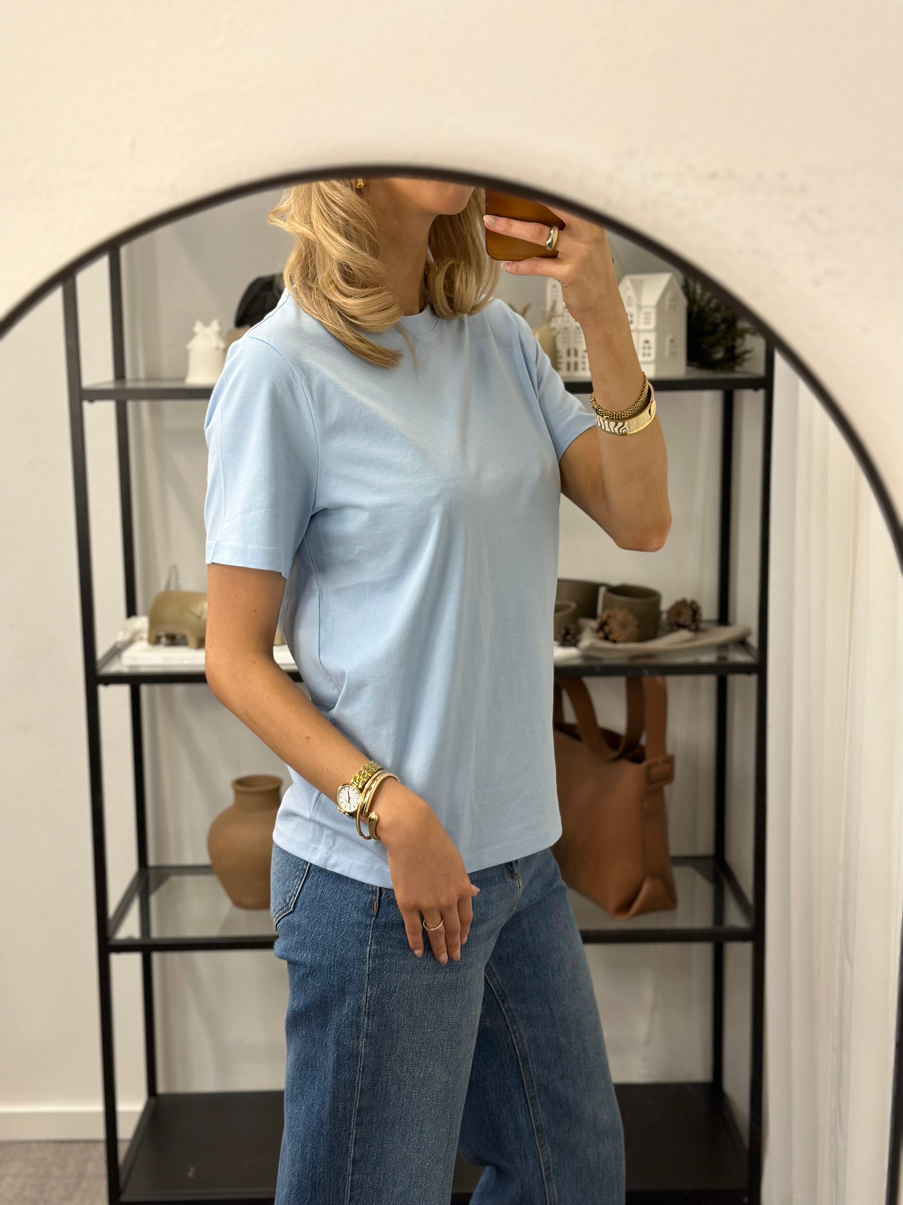 PIECES - RIA SOLID TEE - CASHMERE BLUE