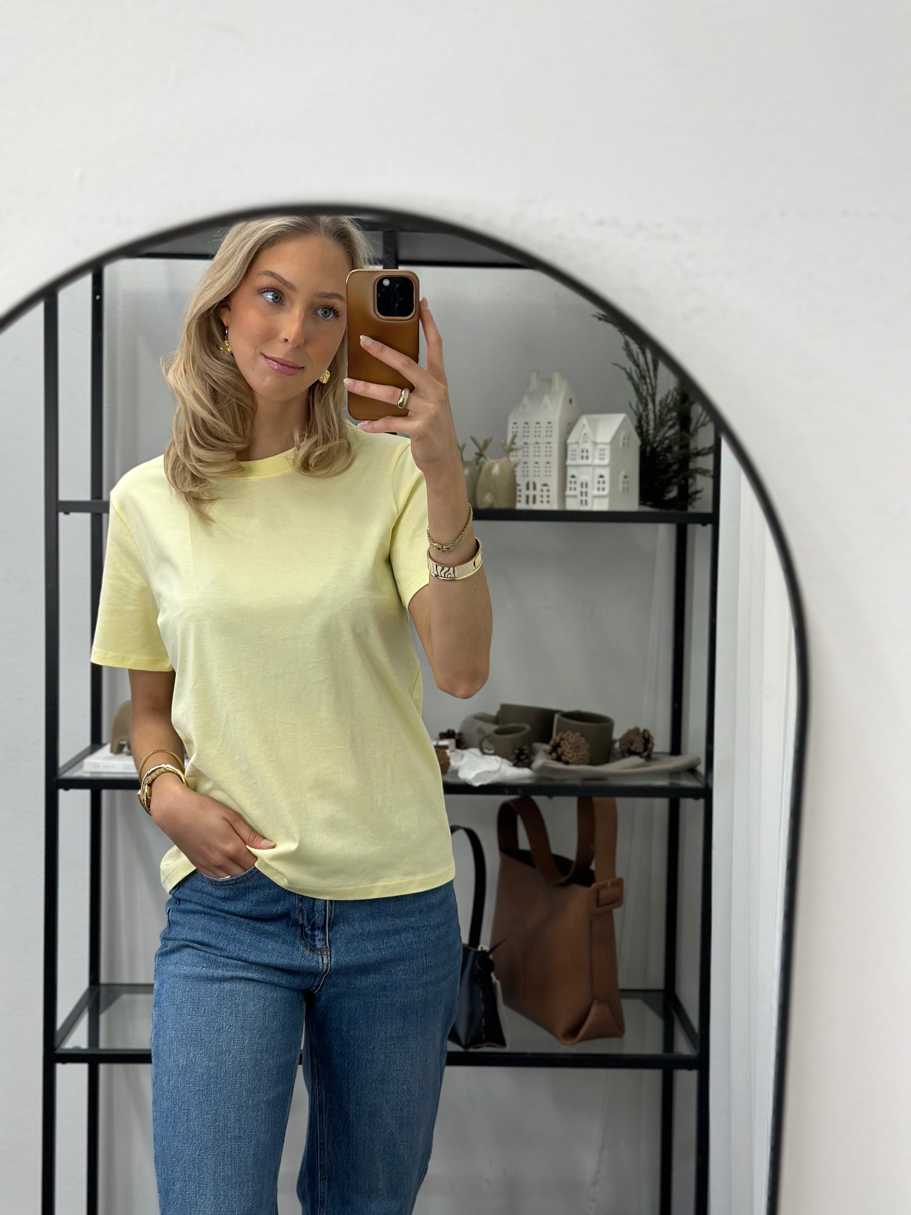 PIECES - RIA SOLID TEE - FRENCH VANILLA