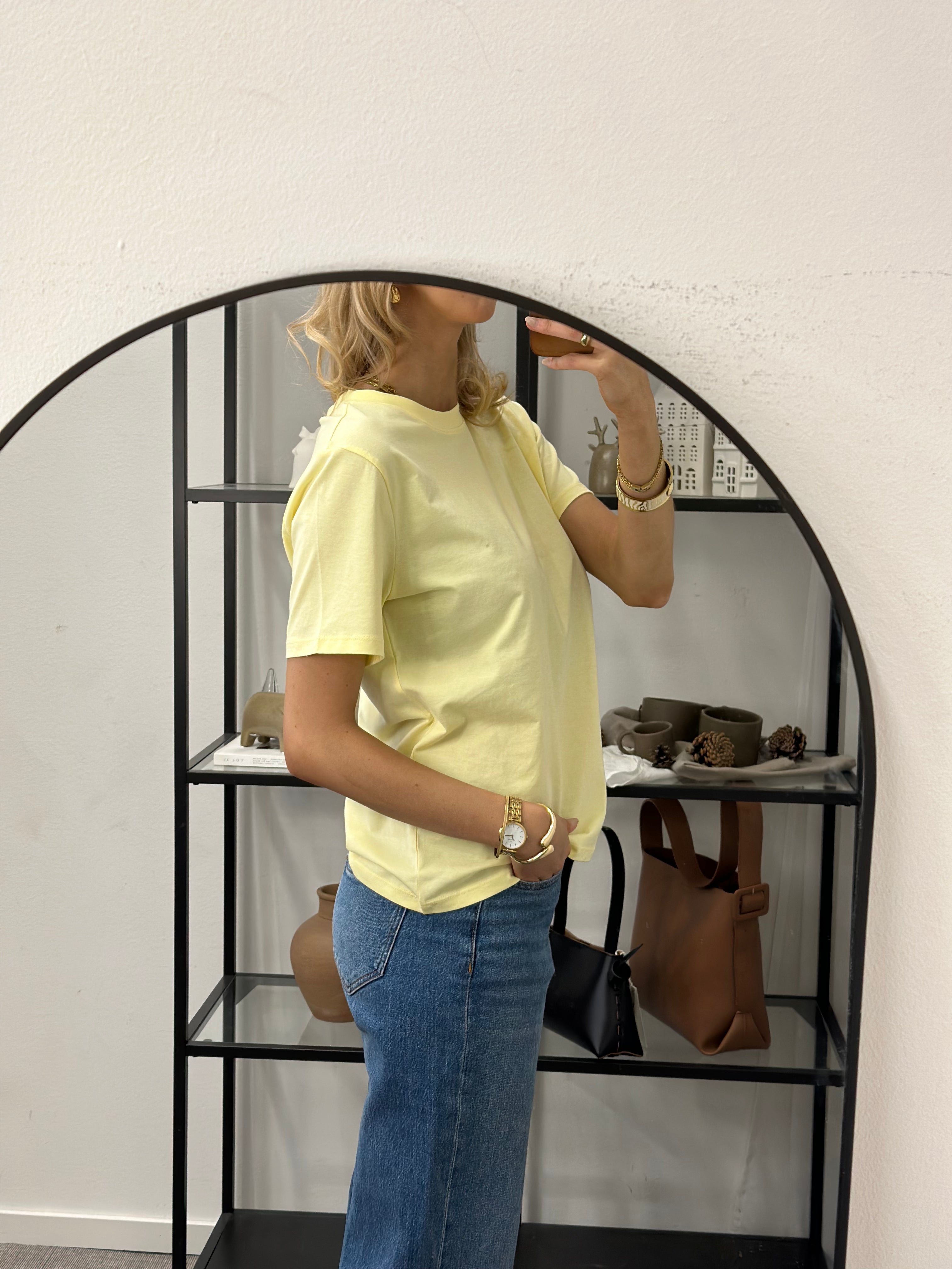 PIECES - RIA SOLID TEE - FRENCH VANILLA