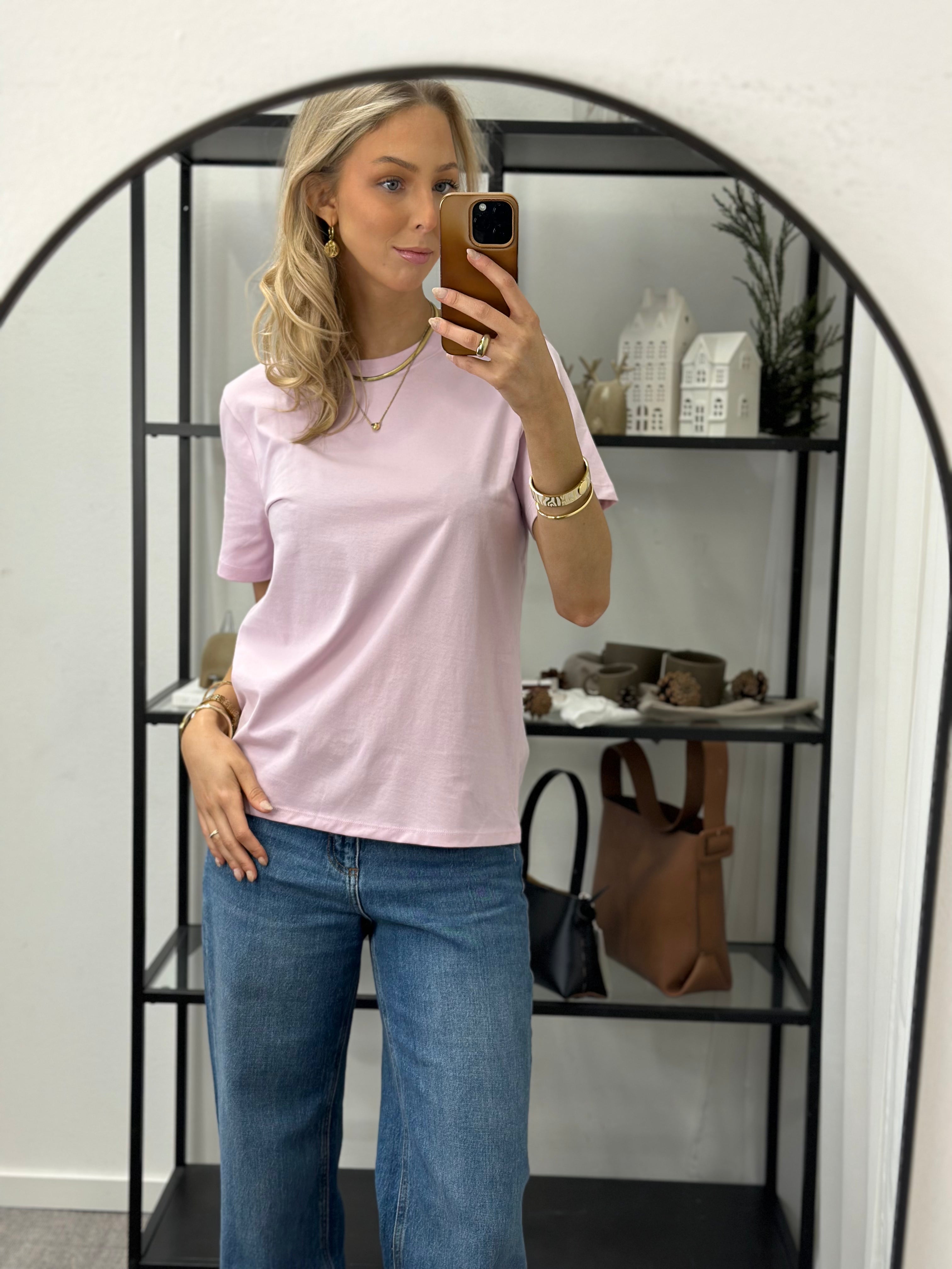 PIECES - RIA SOLID TEE - PINK-A-BOO